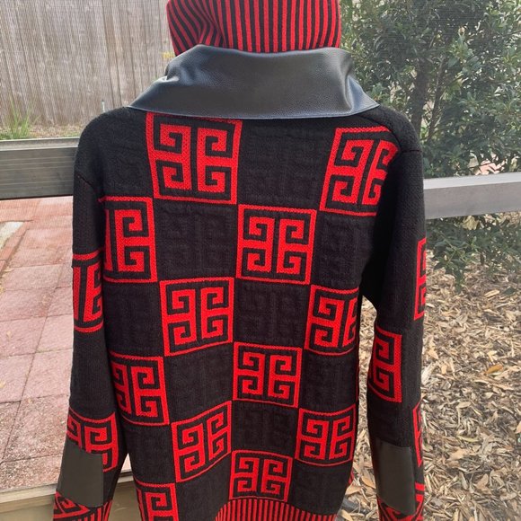 Barbas Los Angeles Red/Black/Rhinestone Warm Coat - Picture 2 of 10